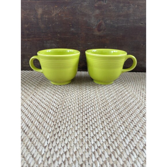 Fiestaware Homer Laughlin China Lime Green Coffee Tea Cup or Mug Set of 2 - Picture 1 of 6